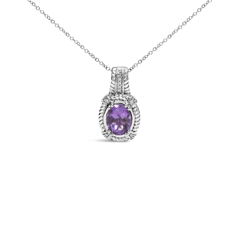 .925 Sterling Silver 9x7mm Oval Purple